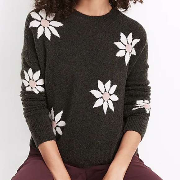 Madewell Floral pullover sweater in Marled Ivy color. - Picture 2 of 10